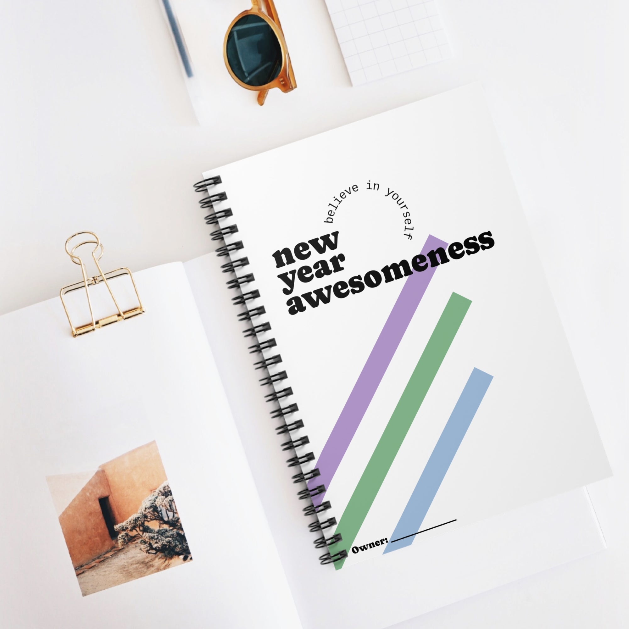 Inspirational Spiral Notebook - New Year Awesomeness, Motivational Journal, Gift for Students, Writing Supplies for New Year Goals, [...]