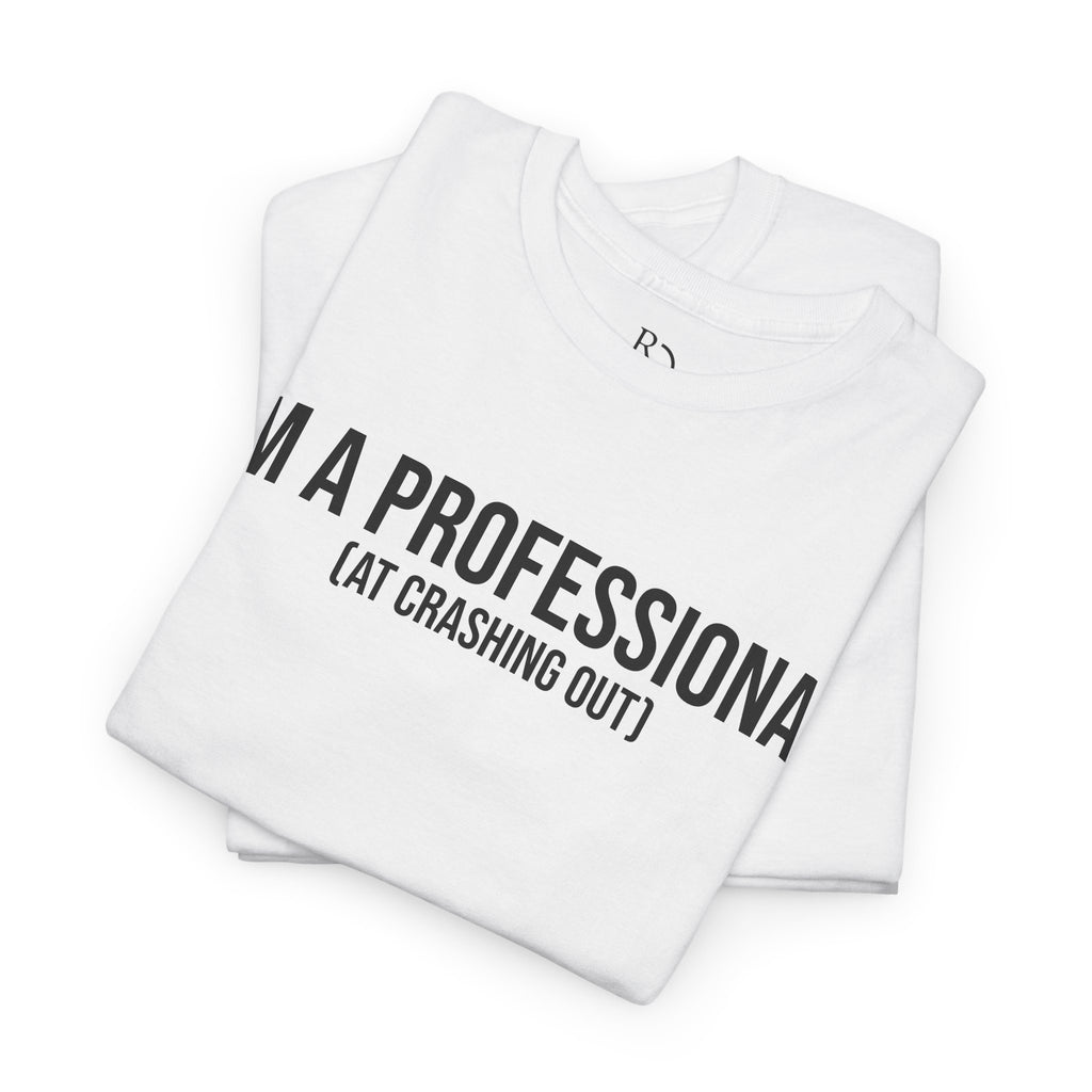 Funny Professional Crasher Tee, Unisex Heavy Cotton Tee, Gift for Friends, Casual Wear, Humor Shirt, Unique Present