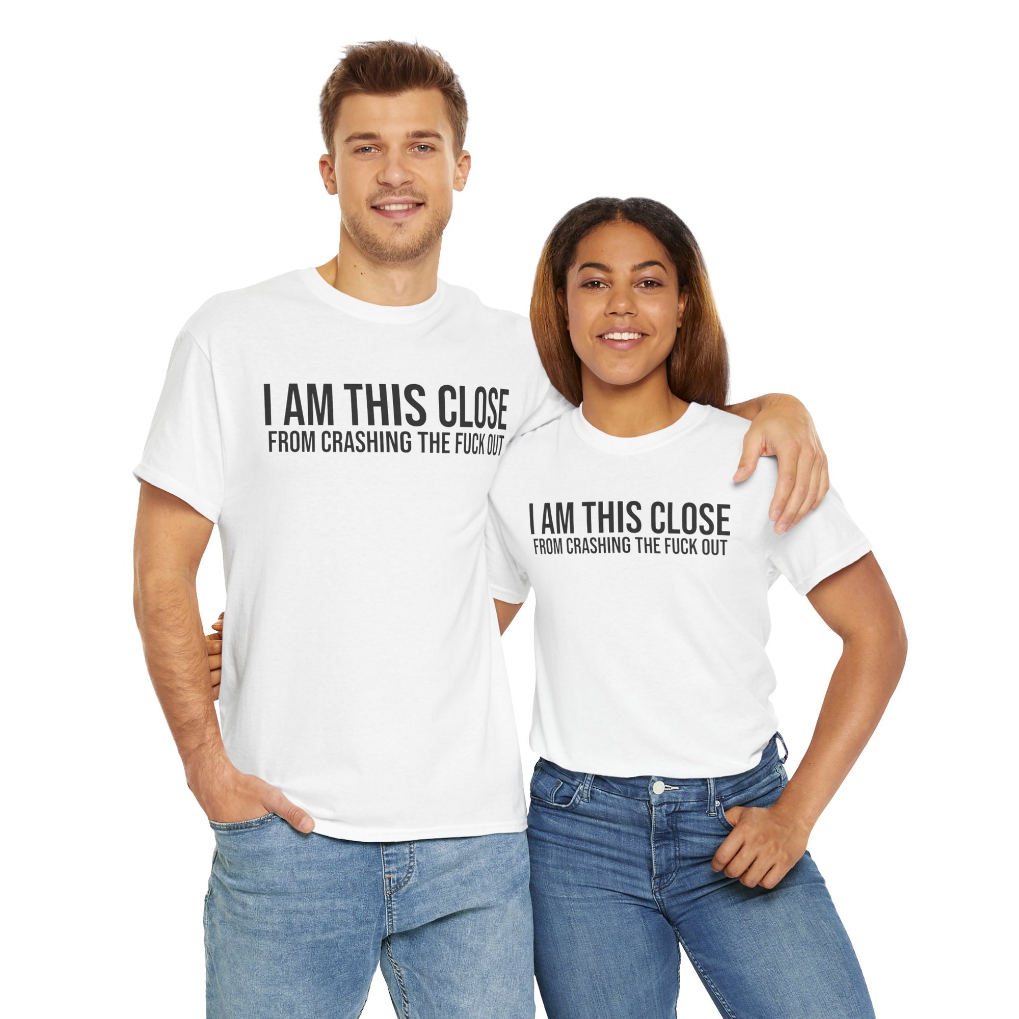 Unisex Heavy Cotton Tee - "I Am This Close From Crashing The F*** Out" Statement Shirt | Relaxed Tee, Funny T-Shirt, Casual Wear, Gift [...]