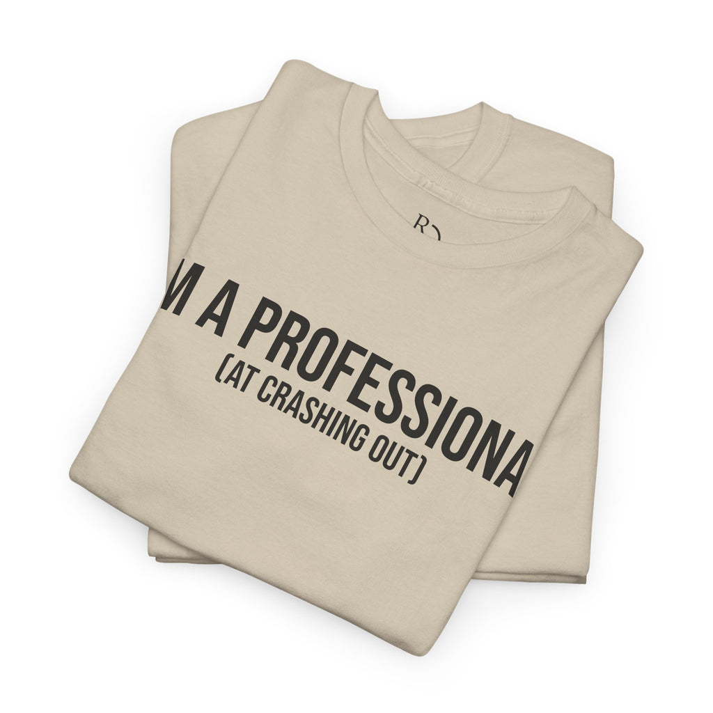 Funny Professional Crasher Tee, Unisex Heavy Cotton Tee, Gift for Friends, Casual Wear, Humor Shirt, Unique Present