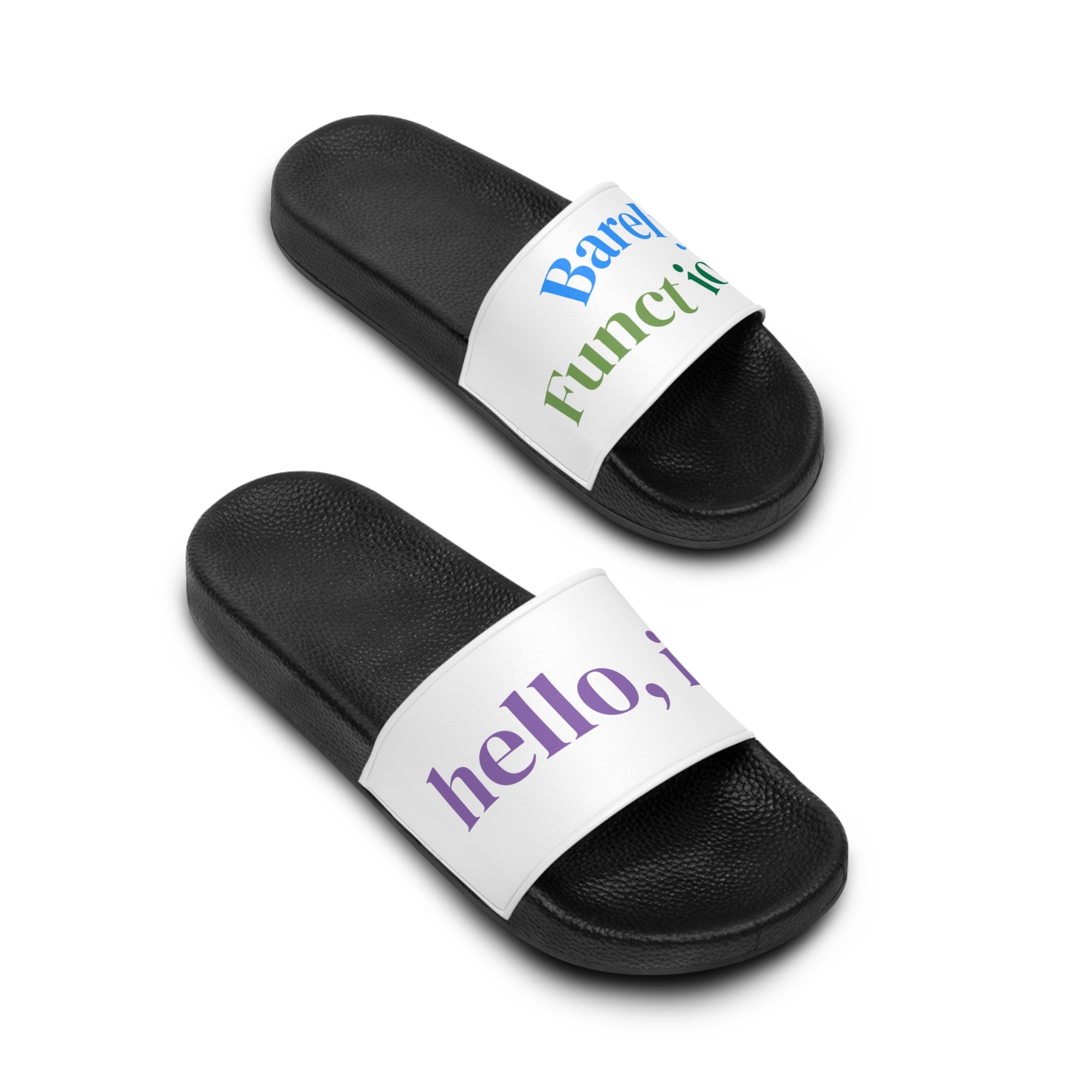 Fun Quote Men's Slide Sandals, Vacation Footwear, Casual Summer Slides, Beach Sandals, Gift for Him