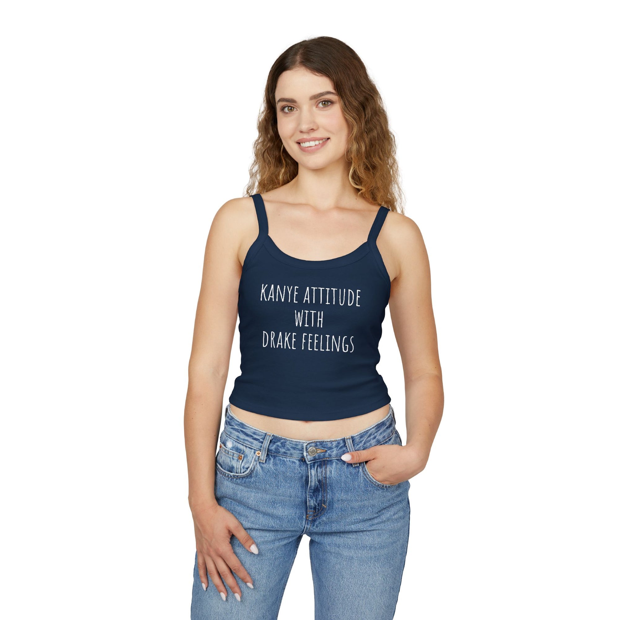 Kanye Attitude Tank Top, Hip Hop Inspired Summer Top, Funny Graphic Spaghetti Strap, Casual Everyday Wear, Women's Fashion