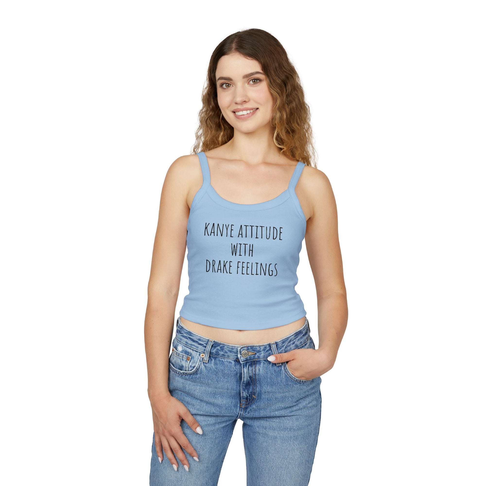 Kanye Attitude Tank Top, Hip Hop Inspired Summer Top, Funny Graphic Spaghetti Strap, Casual Everyday Wear, Women's Fashion
