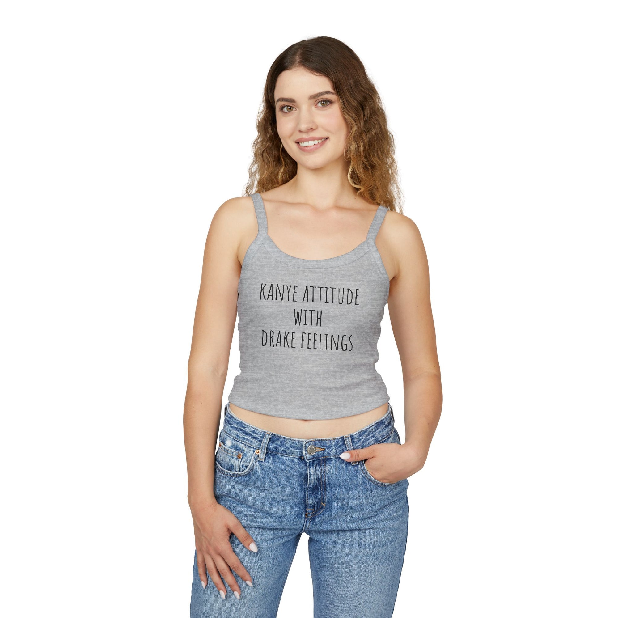 Kanye Attitude Tank Top, Hip Hop Inspired Summer Top, Funny Graphic Spaghetti Strap, Casual Everyday Wear, Women's Fashion