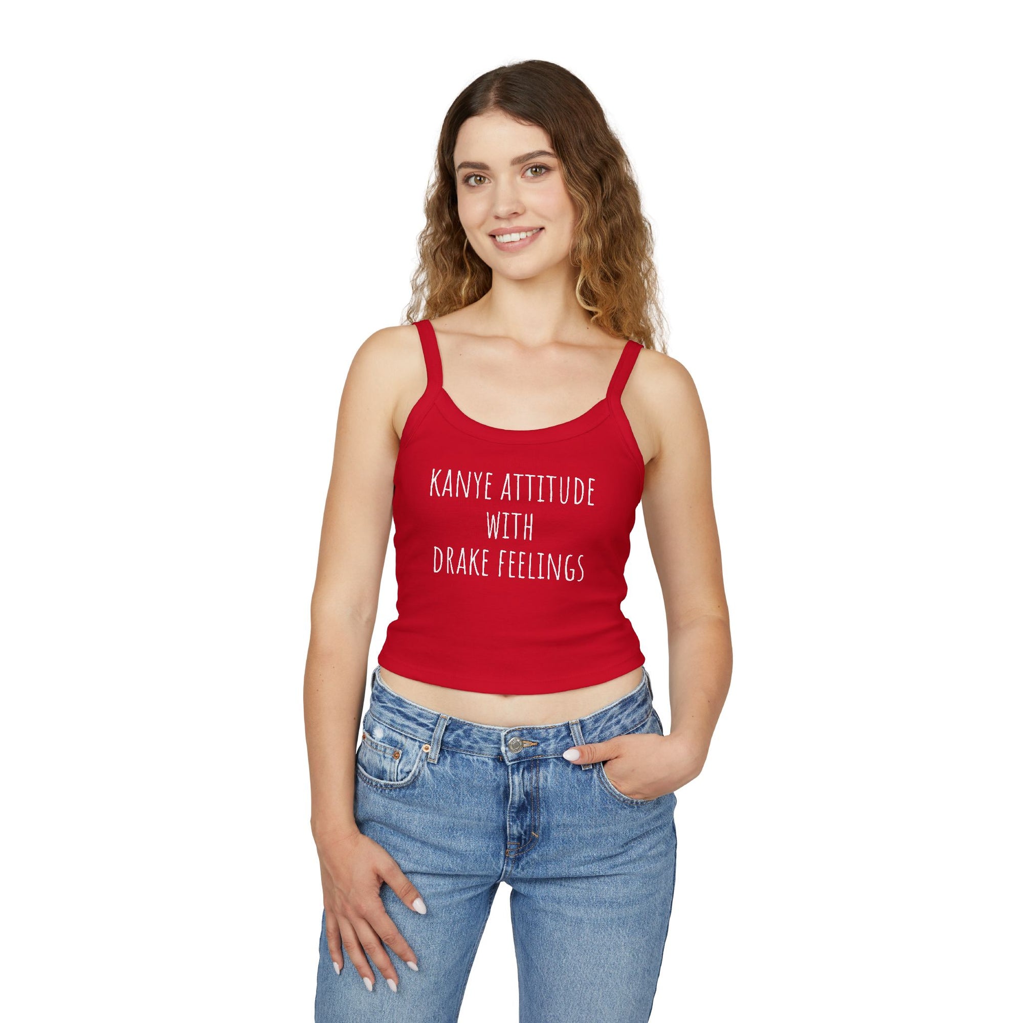Kanye Attitude Tank Top, Hip Hop Inspired Summer Top, Funny Graphic Spaghetti Strap, Casual Everyday Wear, Women's Fashion