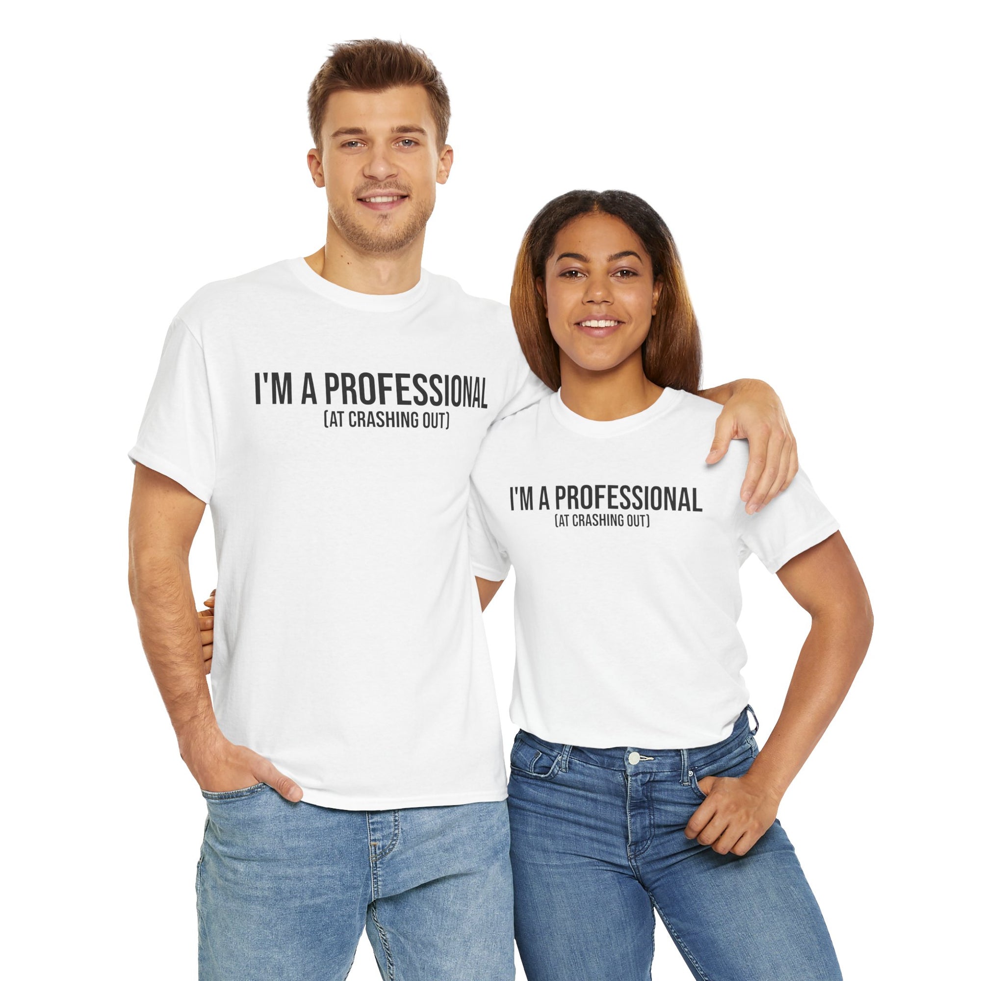 Funny Professional Crasher Tee, Unisex Heavy Cotton Tee, Gift for Friends, Casual Wear, Humor Shirt, Unique Present