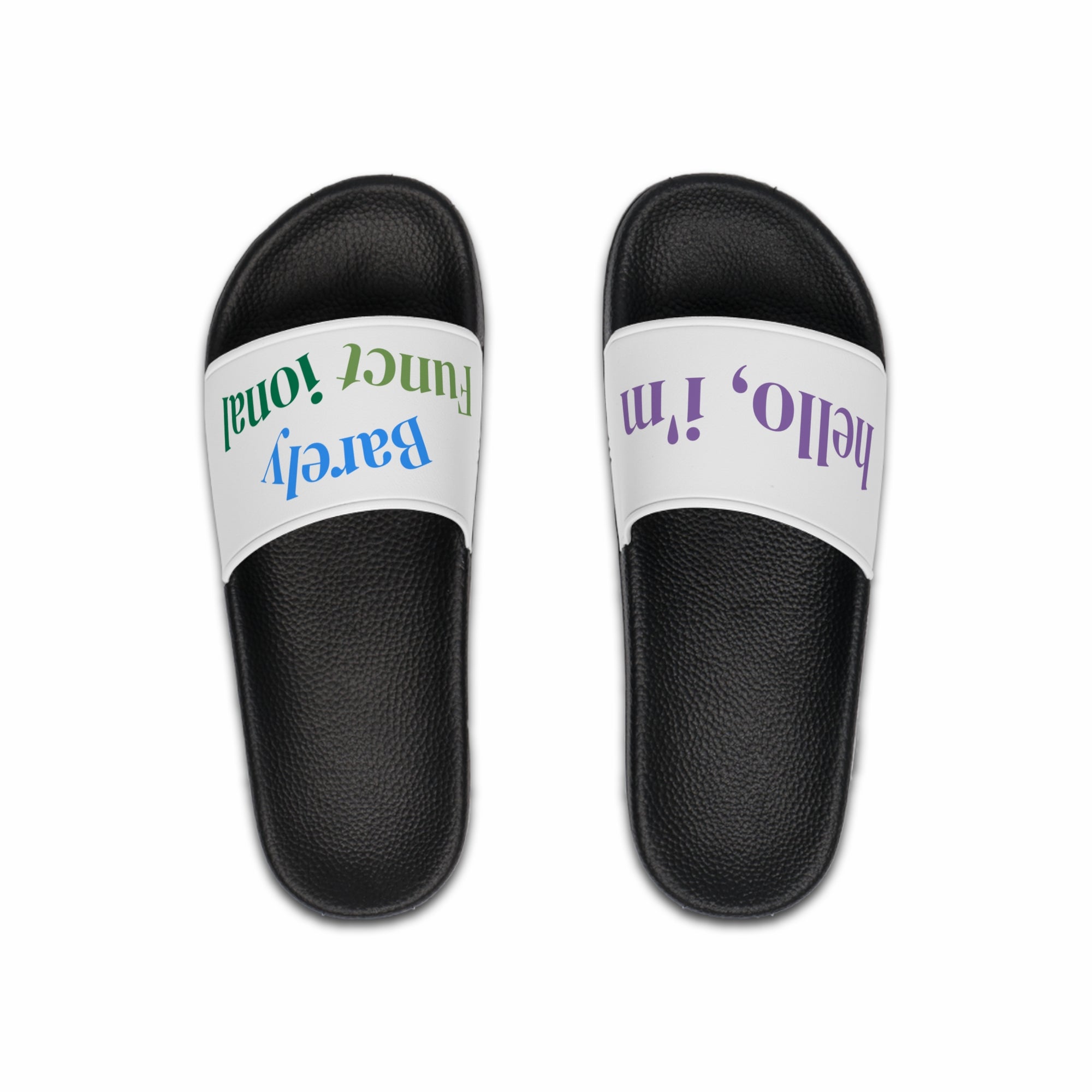 Fun Quote Men's Slide Sandals, Vacation Footwear, Casual Summer Slides, Beach Sandals, Gift for Him