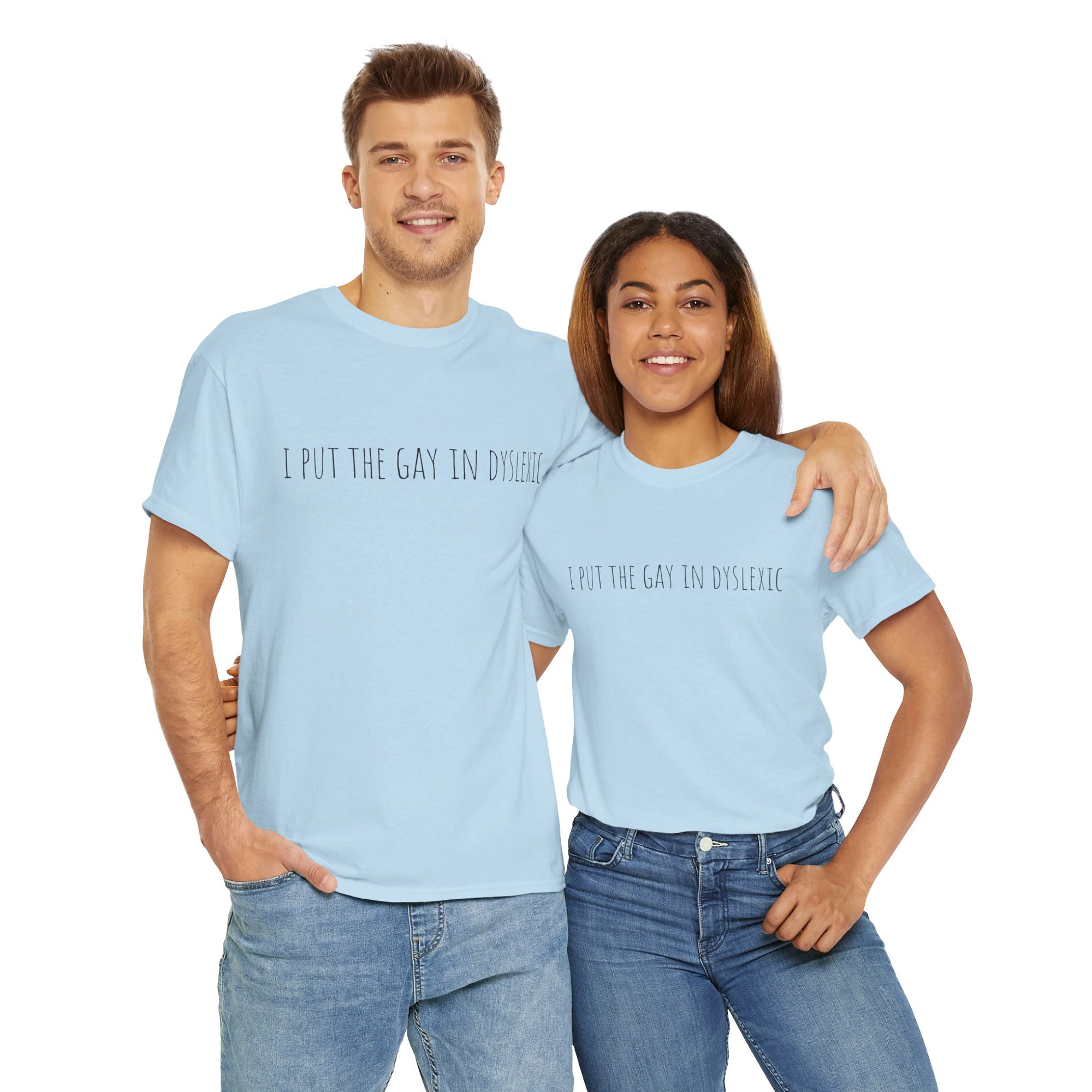 Funny Unisex Heavy Cotton Tee - "I Put the Fun in Dyslectic" Shirt, Gift for Dyslexia Awareness, Casual Wear, Humor Tee, Birthday Gift