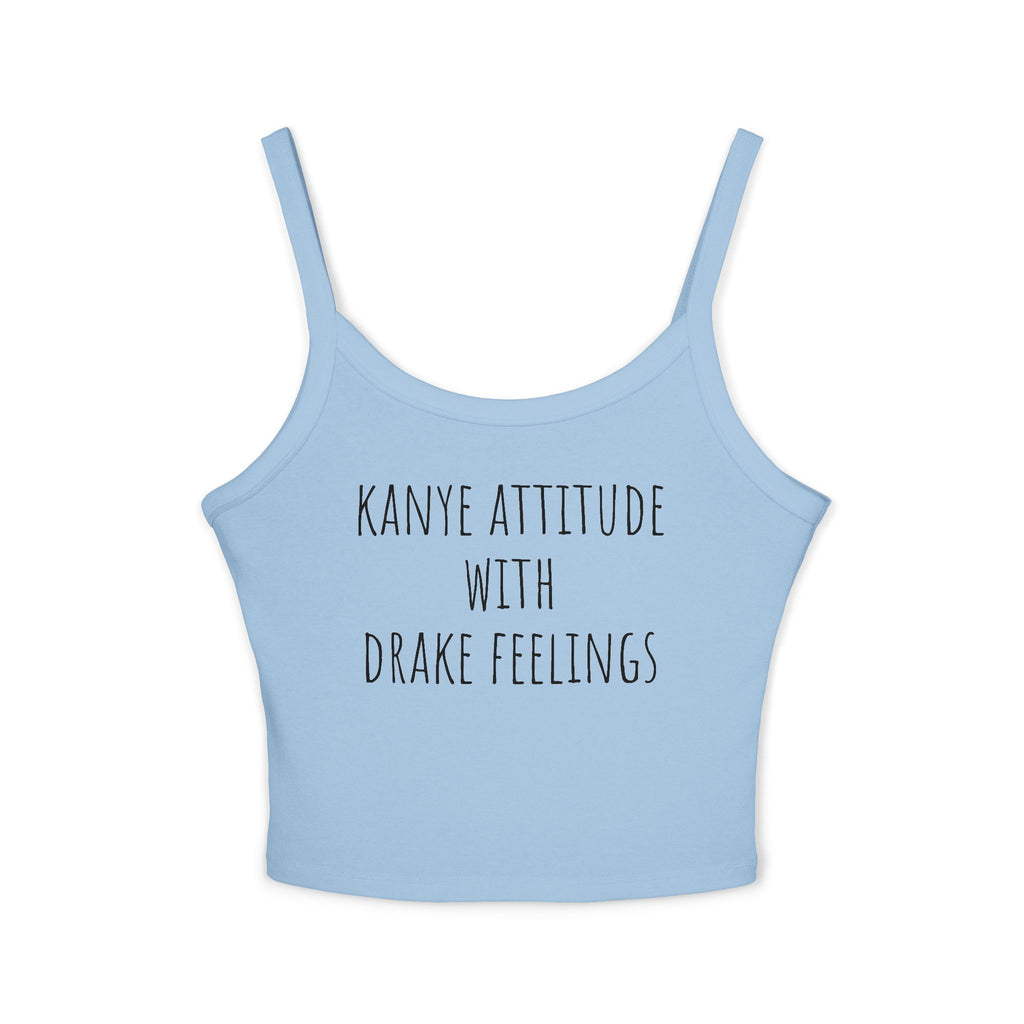 Kanye Attitude Tank Top, Hip Hop Inspired Summer Top, Funny Graphic Spaghetti Strap, Casual Everyday Wear, Women's Fashion