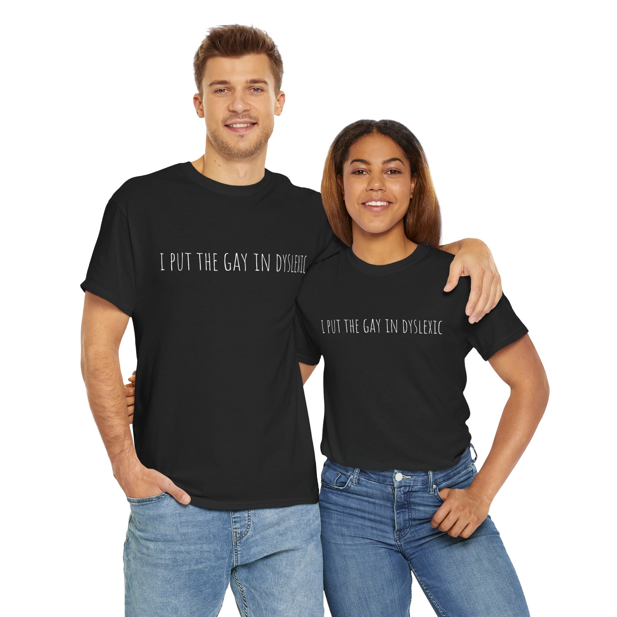 Funny Unisex Heavy Cotton Tee - "I Put the Fun in Dyslectic" Shirt, Gift for Dyslexia Awareness, Casual Wear, Humor Tee, Birthday Gift