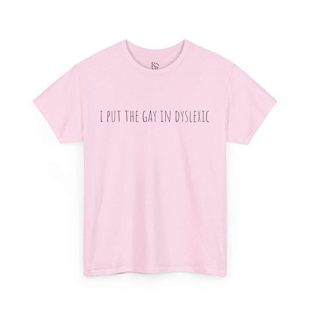 Funny Unisex Heavy Cotton Tee - "I Put the Fun in Dyslectic" Shirt, Gift for Dyslexia Awareness, Casual Wear, Humor Tee, Birthday Gift